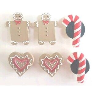 New! Set Of 6 Christmas Themed Resin & Metal Button Covers